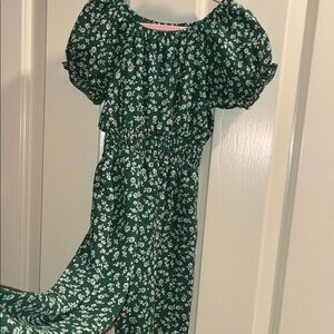 Charming Green Floral Kids Romper